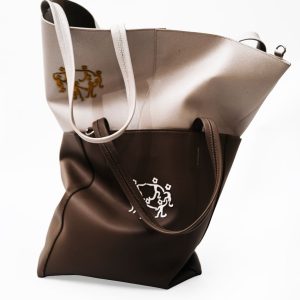 Cream and brown tote