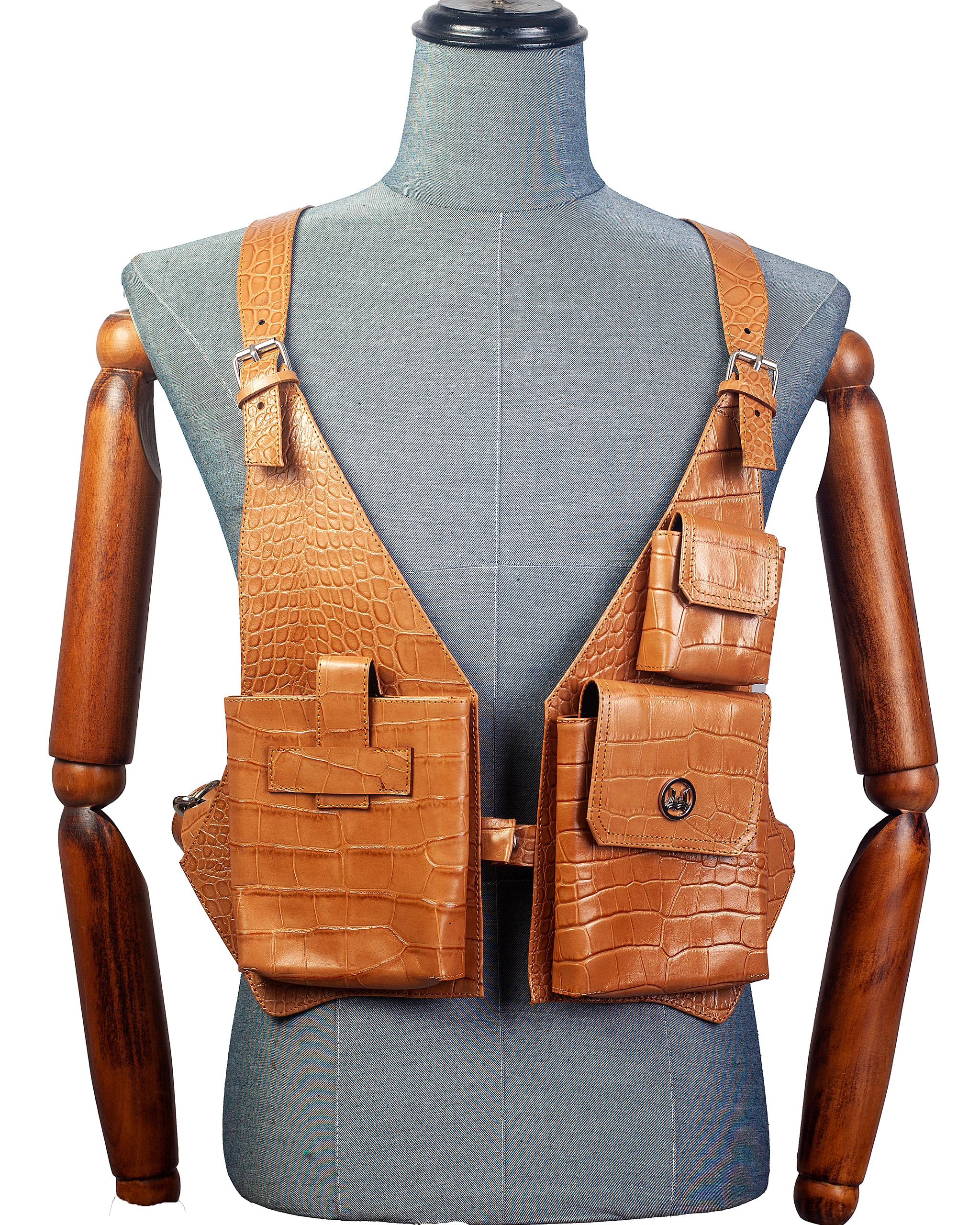 Utility Vest Tortilla Brown Crocodile print